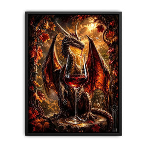 fantasy dragon wine wall art canvas gothic mythical creature autumn decor dark luxury artwork