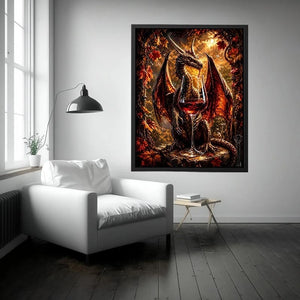 fantasy dragon wine wall art canvas gothic mythical creature autumn decor dark luxury artwork