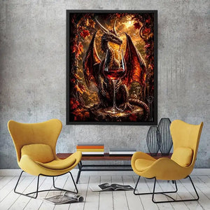 fantasy dragon wine wall art canvas gothic mythical creature autumn decor dark luxury artwork