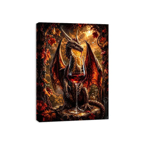 fantasy dragon wine wall art canvas gothic mythical creature autumn decor dark luxury artwork