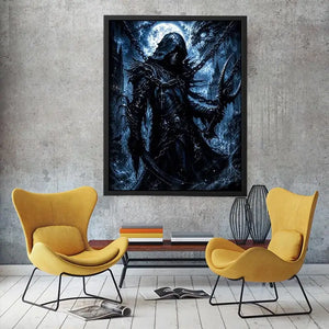 dark reaper fantasy wall art gothic hooded warrior canvas eerie moonlight cinematic decor artwork