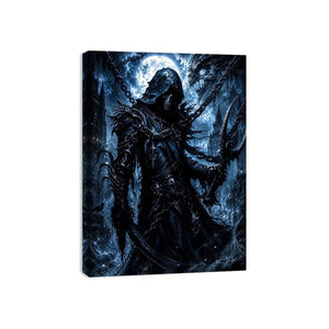 dark reaper fantasy wall art gothic hooded warrior canvas eerie moonlight cinematic decor artwork