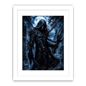 dark reaper fantasy wall art gothic hooded warrior canvas eerie moonlight cinematic decor artwork