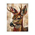 patchwork deer wall art boho woodland animal canvas textured collage neutral earthy decor artwork