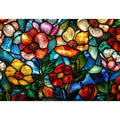 stained glass floral wall art colorful botanical mosaic canvas luxury modern decor artwork