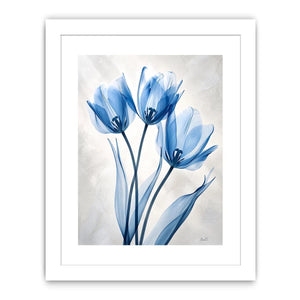 Minimalist blue tulip floral wall art with soft airy petals and elegant modern botanical design for luxury interiors