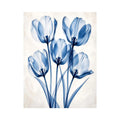 Minimal blue tulip floral wall art with translucent petals and modern botanical elegance for luxury interiors