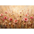 Elegant blush pink wildflower meadow abstract painting with textured neutral background floral wall art canvas