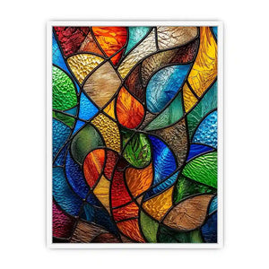 Abstract stained glass mosaic artwork with colorful flowing geometric patterns modern wall art canvas