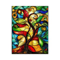 Abstract stained glass artwork with flowing organic curves and colorful jewel toned mosaic modern wall art canvas