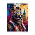 Colorful urban king portrait with crown and sunglasses in graffiti art style