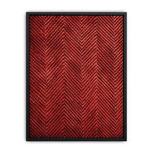 Rust red chevron textured canvas wall art with modern geometric pattern and tactile woven detail
