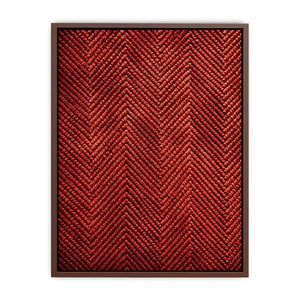 Rust red chevron textured canvas wall art with modern geometric pattern and tactile woven detail