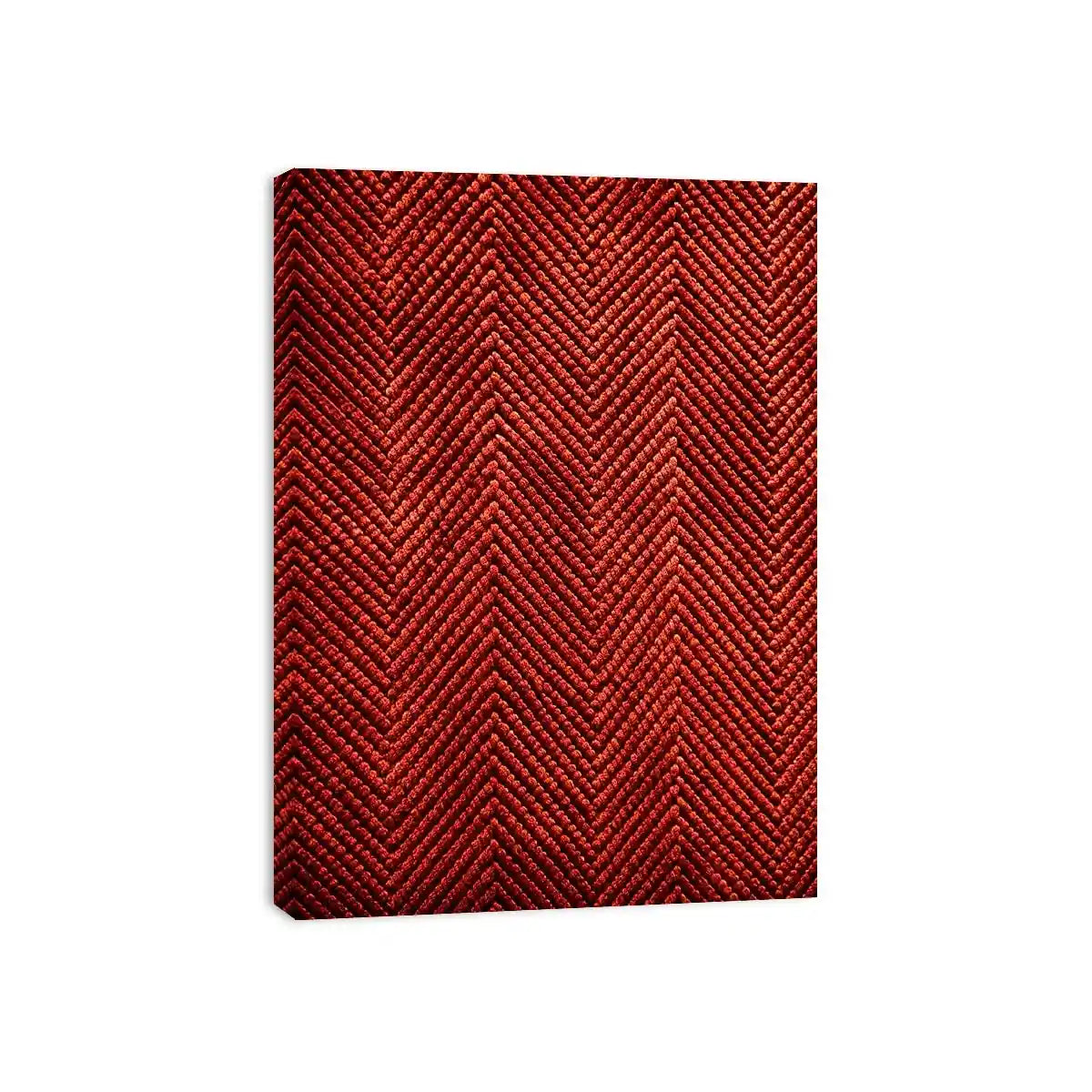 Rust red chevron textured canvas wall art with modern geometric pattern and tactile woven detail