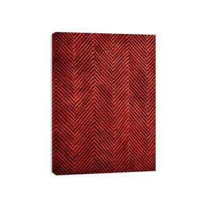 Rust red chevron textured canvas wall art with modern geometric pattern and tactile woven detail