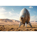 Minimal futuristic desert pod canvas wall art with soft neutral tones and modern sci fi atmosphere