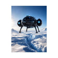 Futuristic spacecraft canvas wall art hovering above icy terrain with minimalist sci fi atmosphere