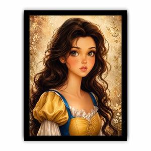 Whimsical princess portrait wall art with dreamy fairytale girl and soft storybook canvas print
