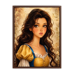 Whimsical princess portrait wall art with dreamy fairytale girl and soft storybook canvas print
