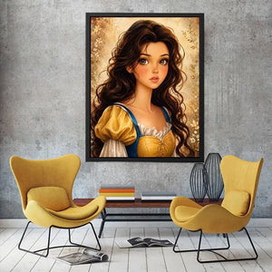 Whimsical princess portrait wall art with dreamy fairytale girl and soft storybook canvas print