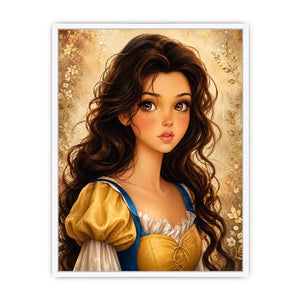 Whimsical princess portrait wall art with dreamy fairytale girl and soft storybook canvas print