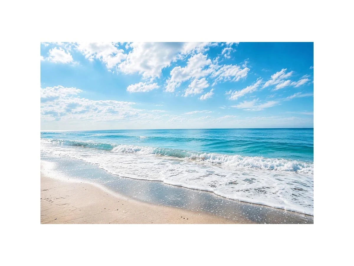 Serene ocean beach wall art with soft coastal waves and minimalist seaside canvas print