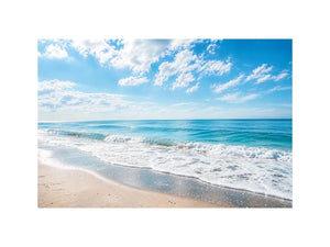 Serene ocean beach wall art with soft coastal waves and minimalist seaside canvas print