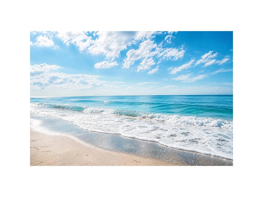 Serene ocean beach wall art with soft coastal waves and minimalist seaside canvas print