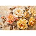 Vintage floral wall art with elegant roses and textured botanical canvas print