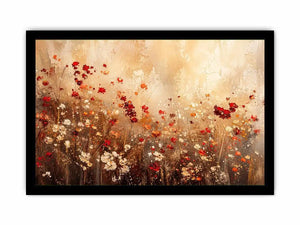 Abstract wildflower meadow canvas wall art with earthy floral textures and soft neutral luxury tones for modern interiors