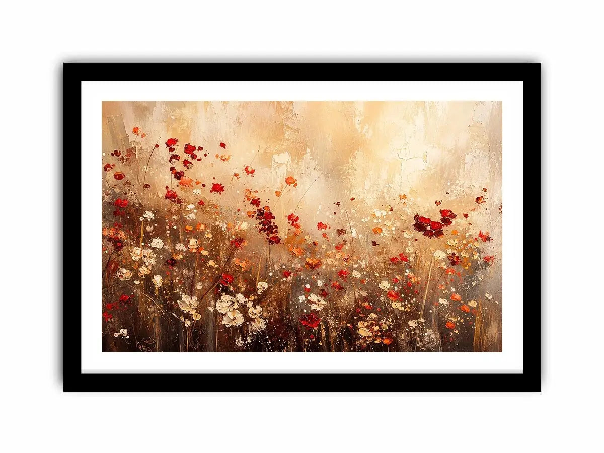 Abstract wildflower meadow canvas wall art with earthy floral textures and soft neutral luxury tones for modern interiors