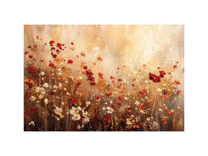 Abstract wildflower meadow canvas wall art with earthy floral textures and soft neutral luxury tones for modern interiors
