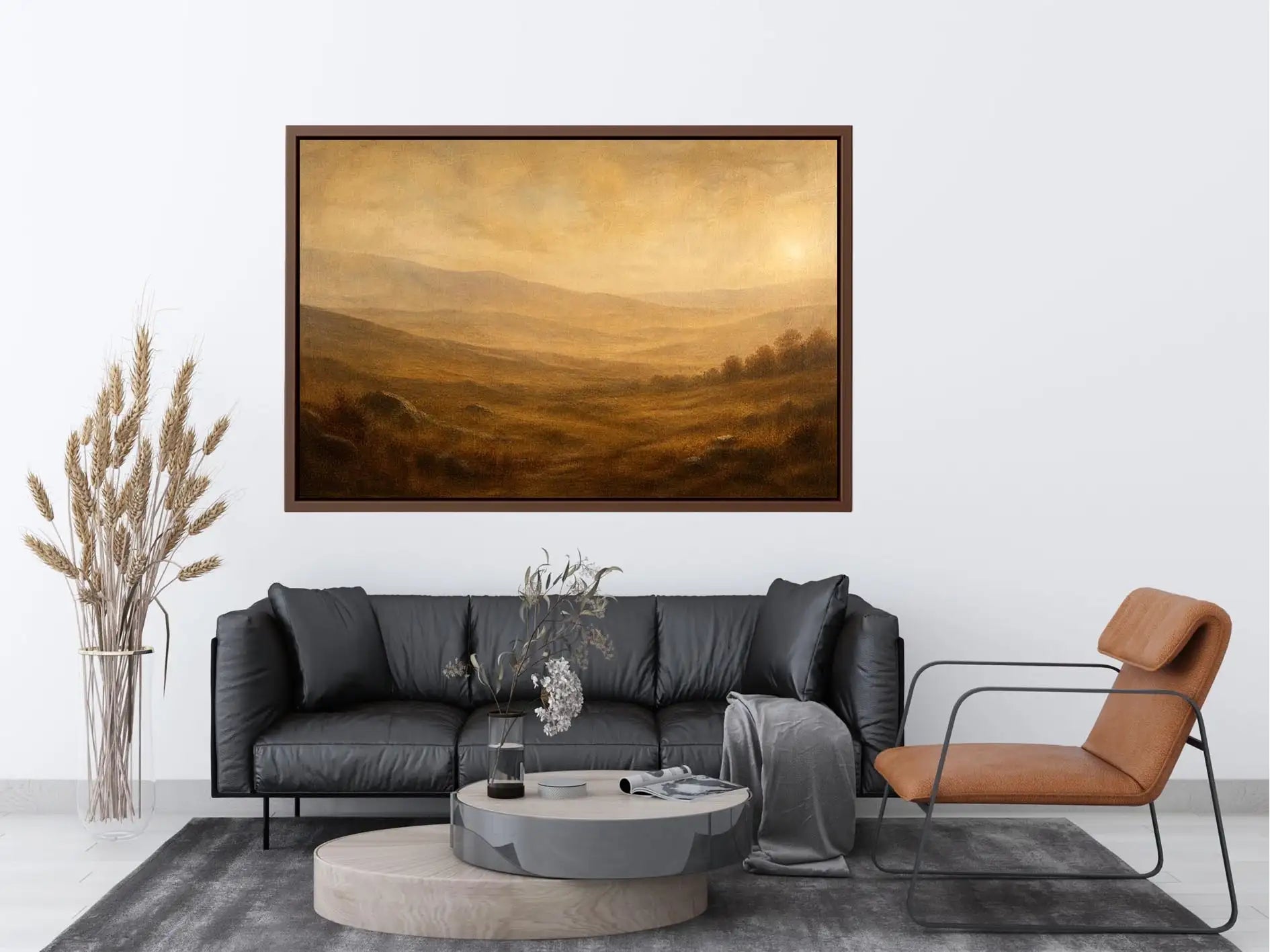 Minimalist neutral desert landscape wall art with soft earthy tones and airy modern abstract texture for luxury living room decor