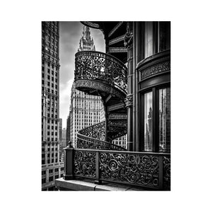 Black and white architectural cityscape canvas art for modern office and luxury living room decor.