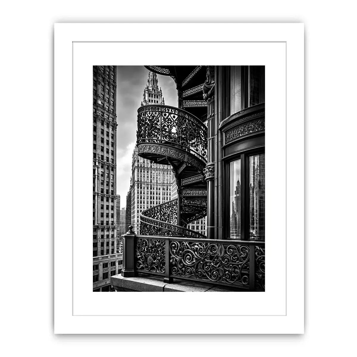 Black and white architectural cityscape canvas art for modern office and luxury living room decor.