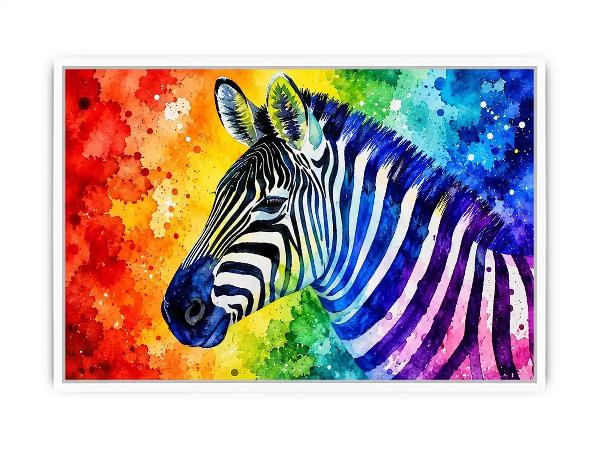 Colorful zebra pop art wall art vibrant animal canvas print for living room bedroom decor