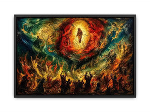 Expressionist spiritual painting wall art dramatic figures divine vision canvas print for living room gallery decor