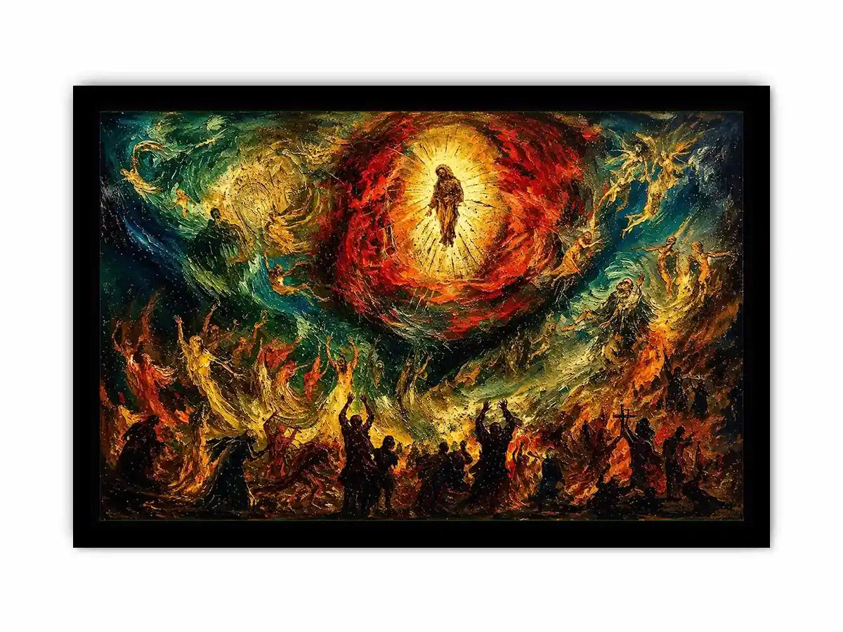 Expressionist spiritual painting wall art dramatic figures divine vision canvas print for living room gallery decor