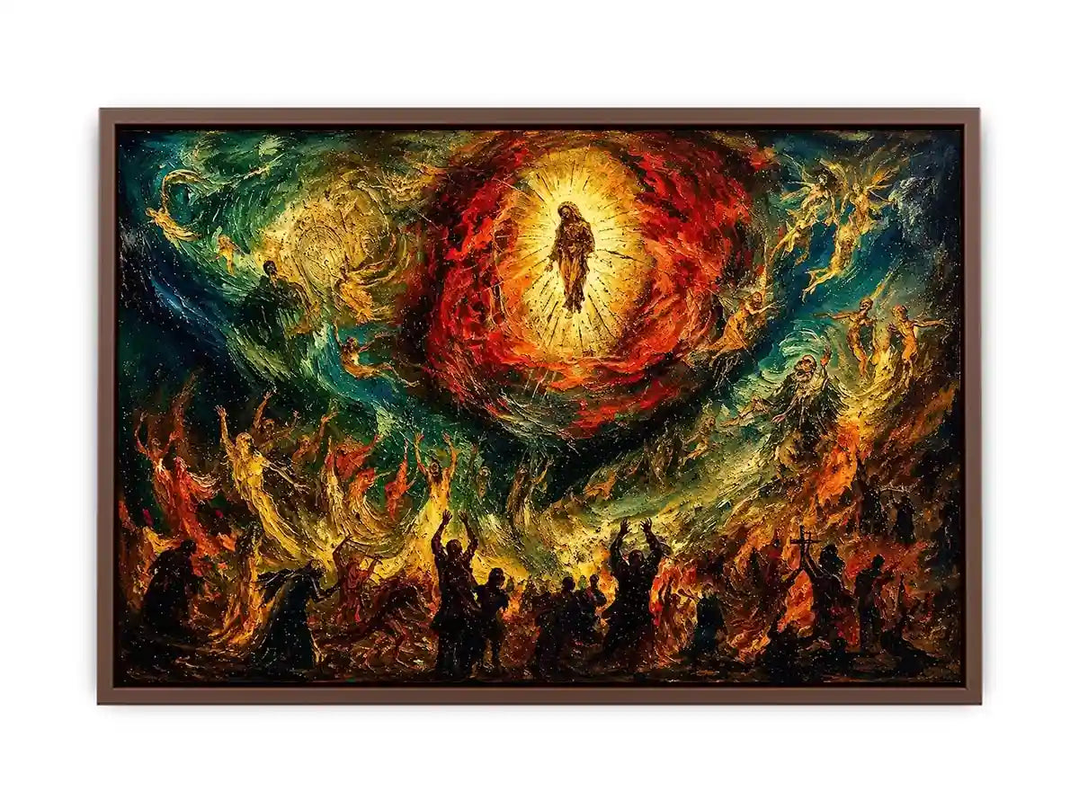 Expressionist spiritual painting wall art dramatic figures divine vision canvas print for living room gallery decor