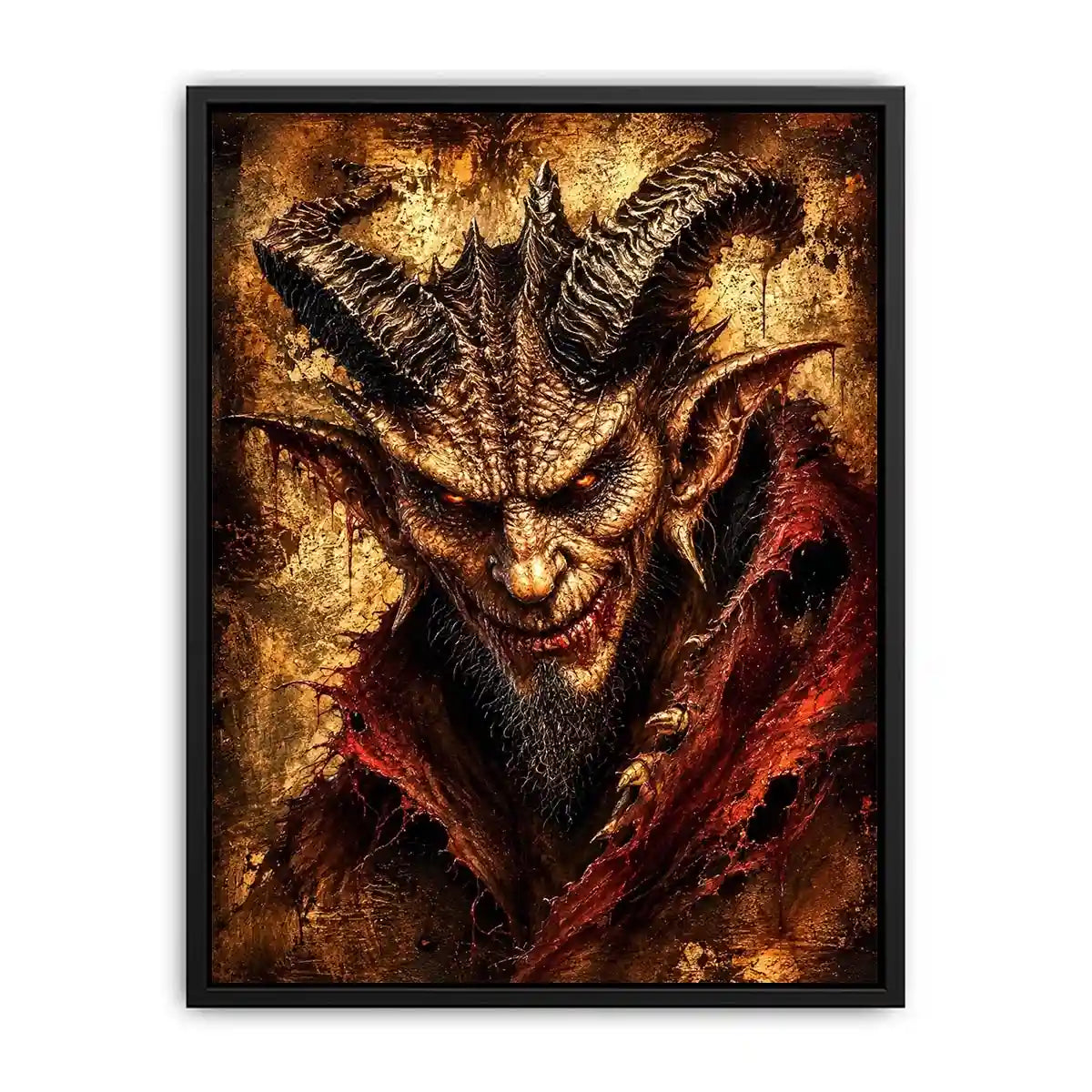 Dark fantasy demon portrait wall art gothic horror canvas print for bedroom office decor