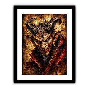 Dark fantasy demon portrait wall art gothic horror canvas print for bedroom office decor