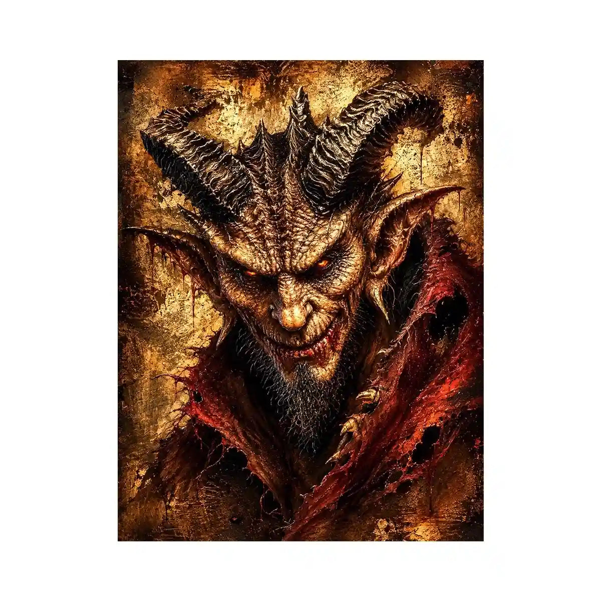Dark fantasy demon portrait wall art gothic horror canvas print for bedroom office decor