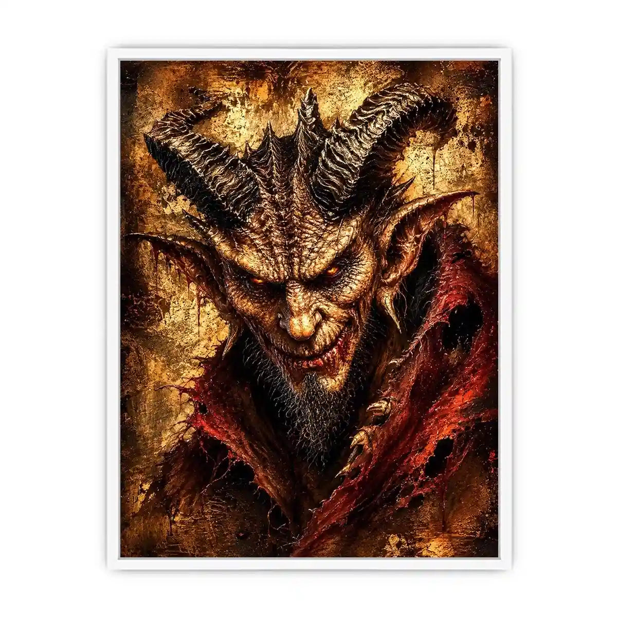 Dark fantasy demon portrait wall art gothic horror canvas print for bedroom office decor