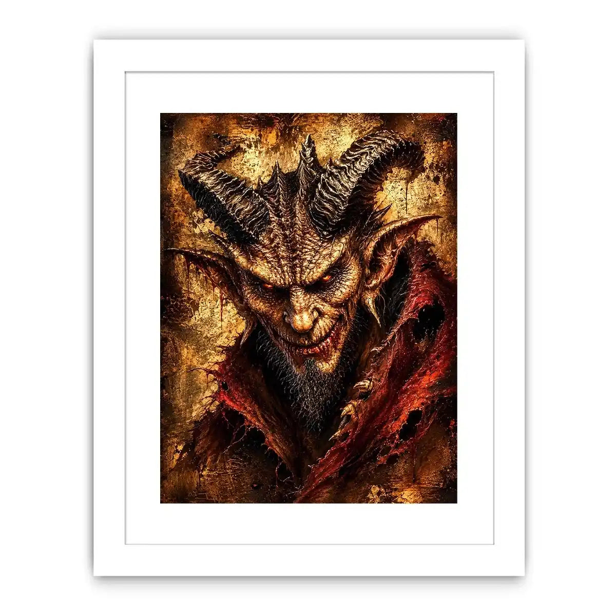Dark fantasy demon portrait wall art gothic horror canvas print for bedroom office decor