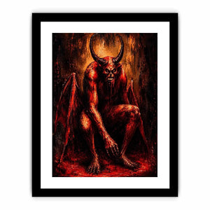 Dark demon throne wall art gothic fantasy red canvas print for bedroom office decor