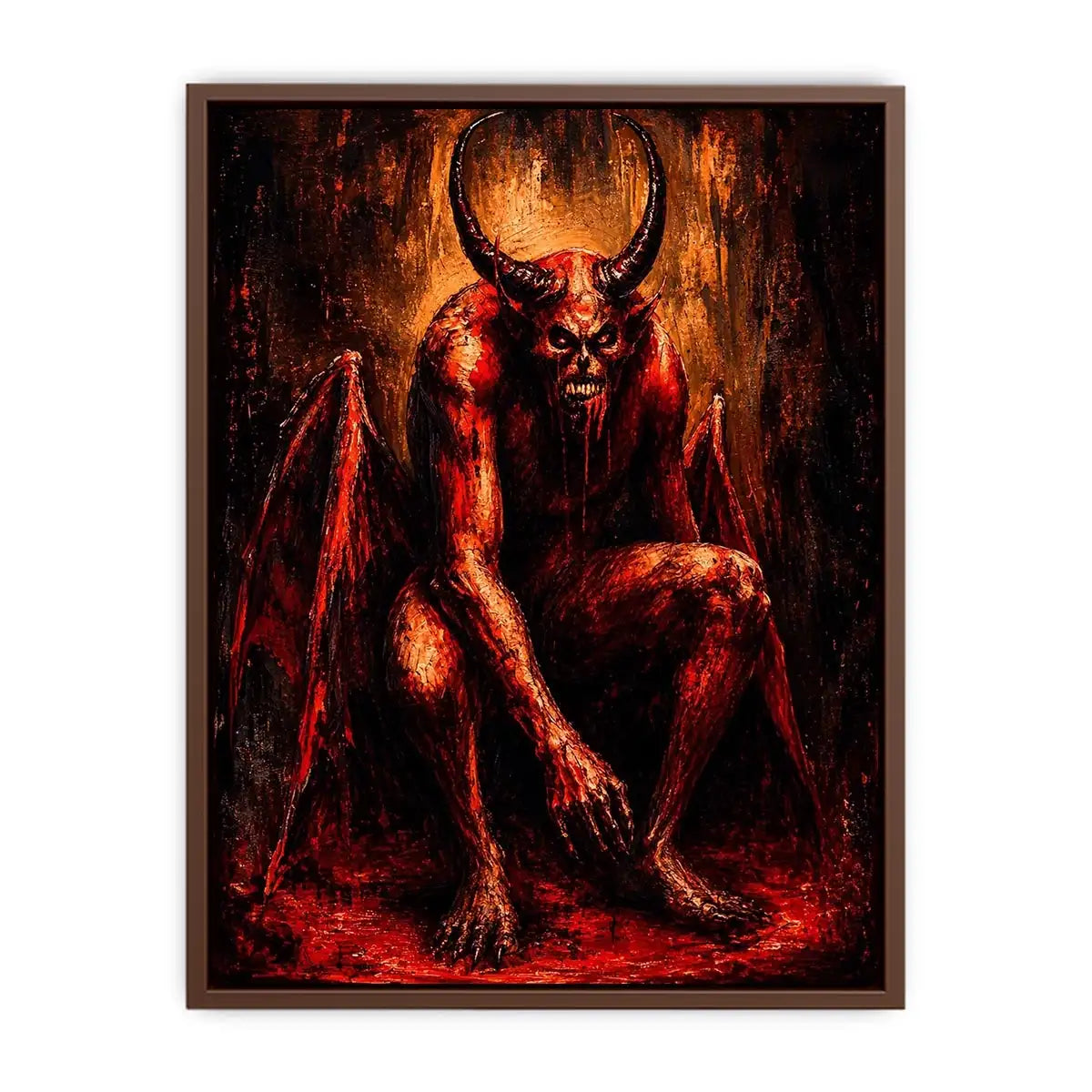 Dark demon throne wall art gothic fantasy red canvas print for bedroom office decor