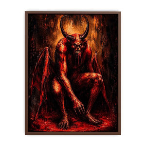 Dark demon throne wall art gothic fantasy red canvas print for bedroom office decor