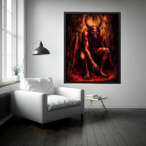 Dark demon throne wall art gothic fantasy red canvas print for bedroom office decor