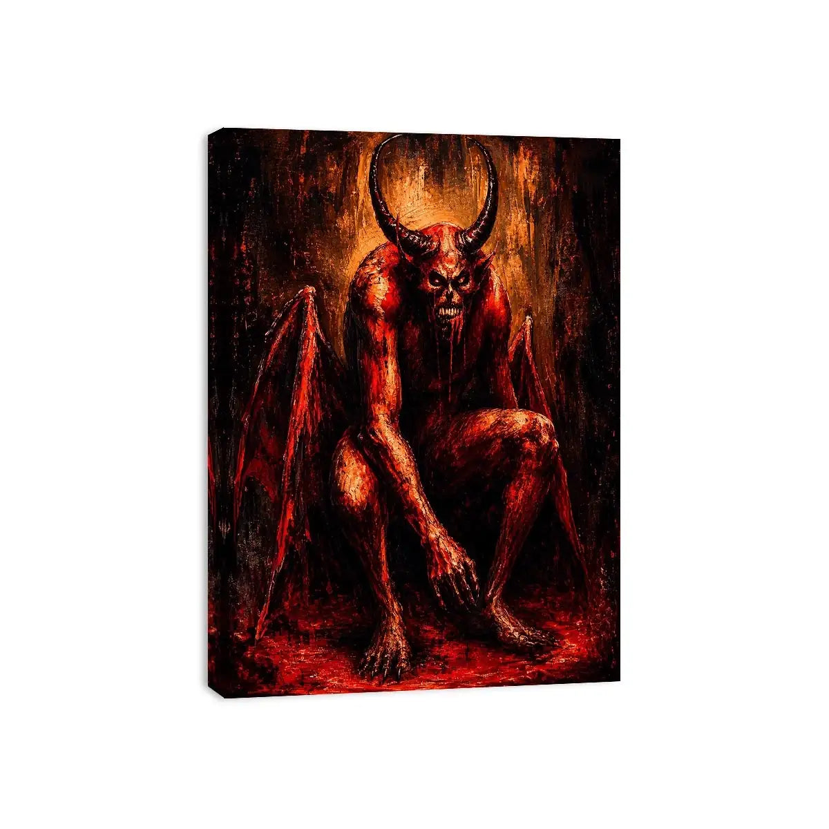 Dark demon throne wall art gothic fantasy red canvas print for bedroom office decor