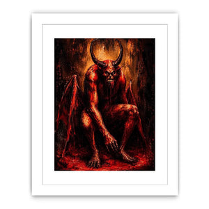 Dark demon throne wall art gothic fantasy red canvas print for bedroom office decor